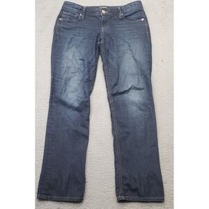 Express Jeans Womens 8 Blue Denim Regular Fit Low Rise Skinny Leg Medium Wash‎